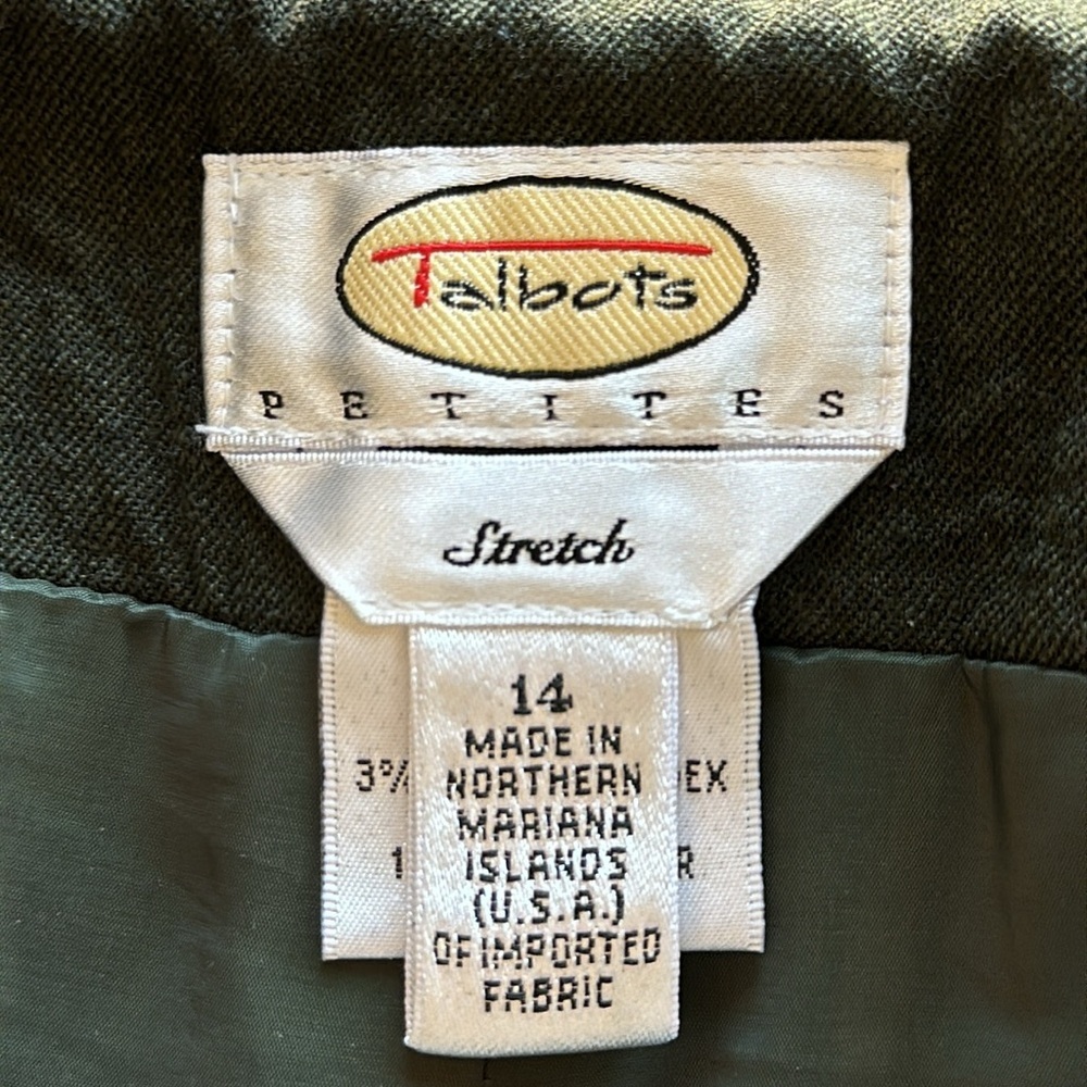 Talbots Petites green lined wool pants, size 14 - Picture 8 of 9